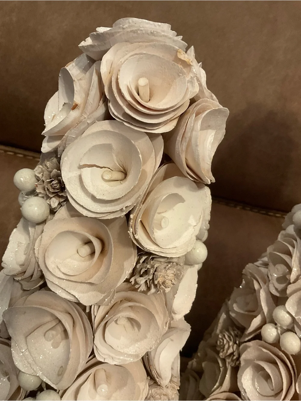 Smith & Hawken Cone Trees in White Glitter